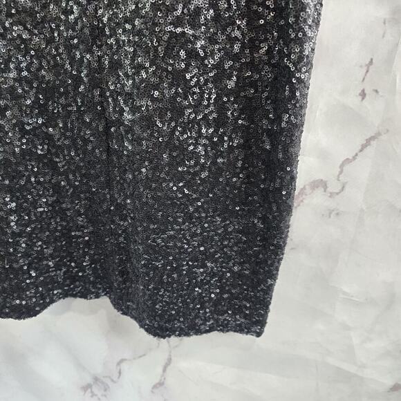 Bailey 44 Dress Womens Medium Black Sequin Stretch Mini Short Tank Zip Front - Picture 4 of 11